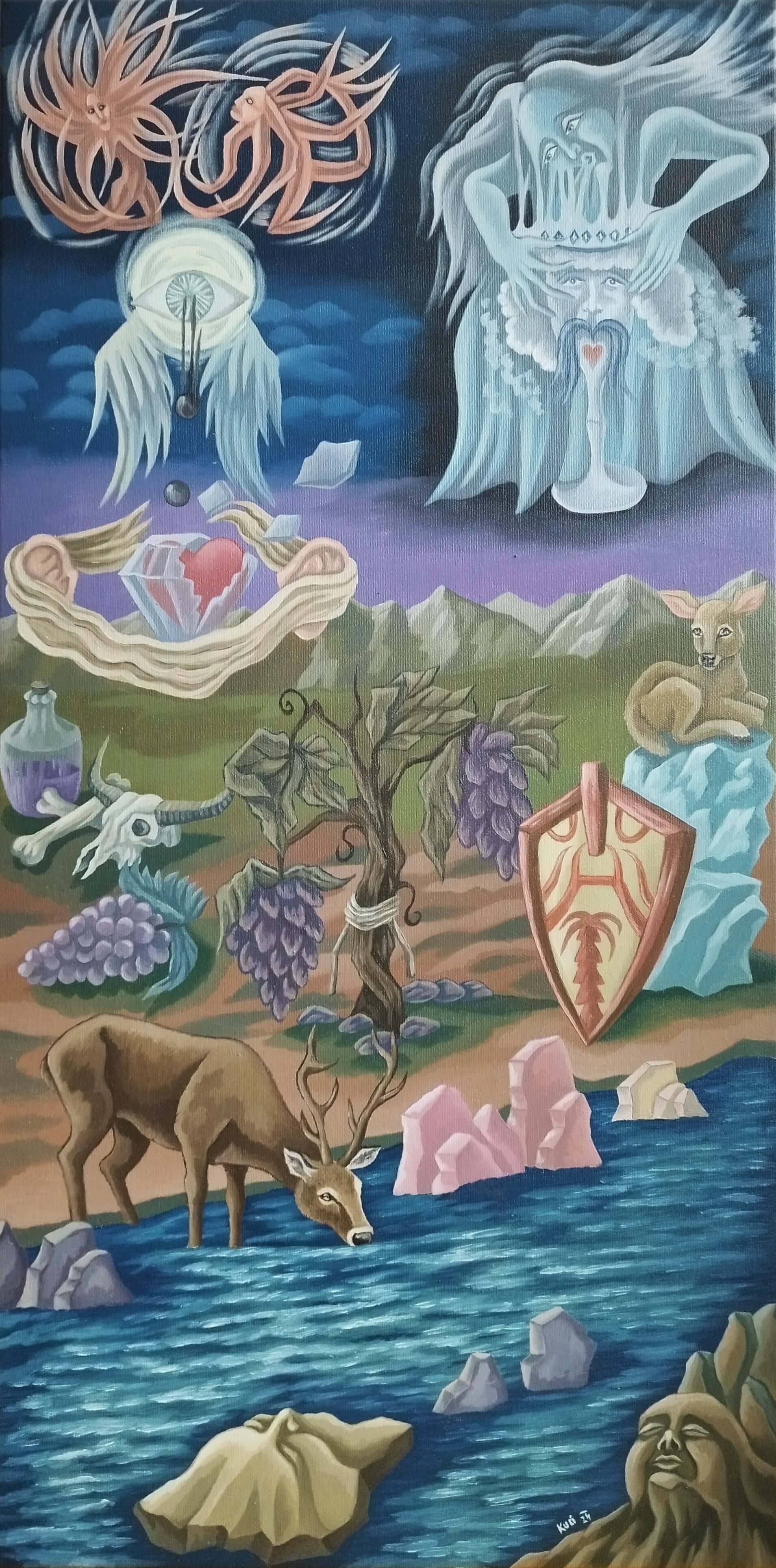 4 Minljivost 2024 levo platno triptiha  Vizije o Gospodu  olje na platnu 100 x 50 cm